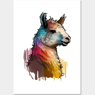 Alpaca Llama colorful Posters and Art